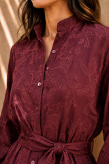 Botanica Embroidered Wrap Shirt - Bordeaux