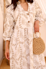 Isla Embroidered Dress – White
