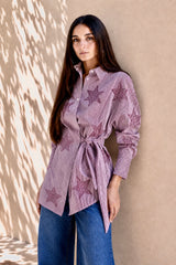 Burgundy Starlit Wrap Shirt