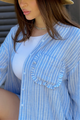 Seabreeze Striped Linen Set - Blue