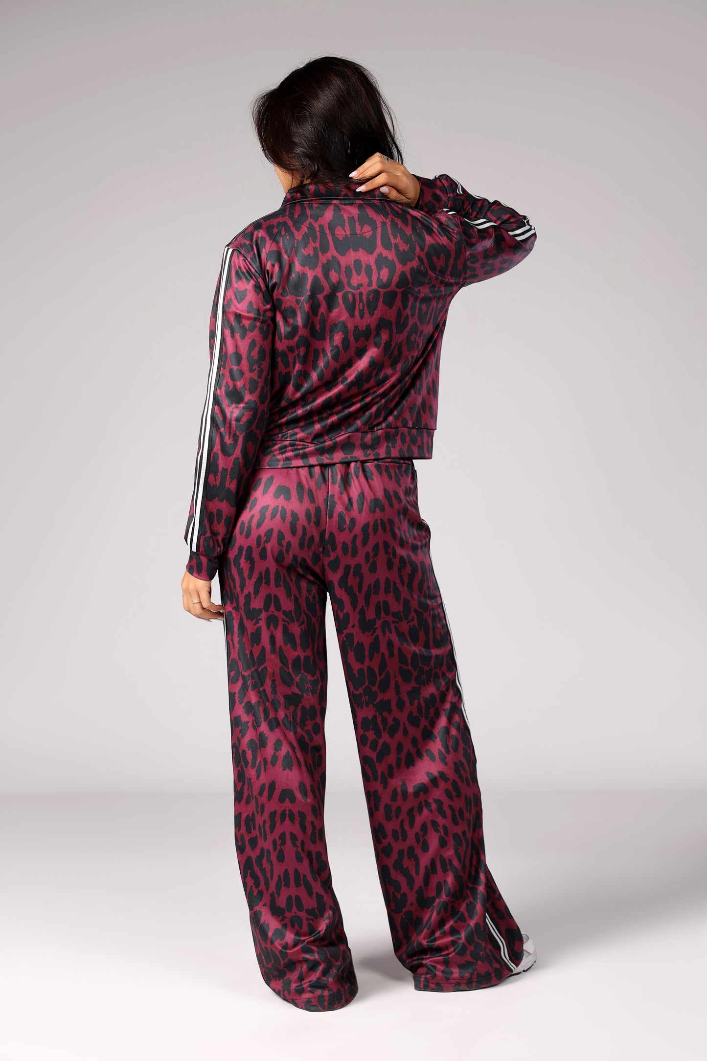 Zip-up Leopard Set - Burgundy