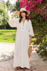 Bloomline Linen Dress - Beige