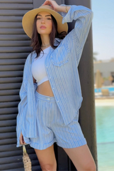 Seabreeze Striped Linen Set - Blue