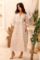 Isla Embroidered Dress – Latte