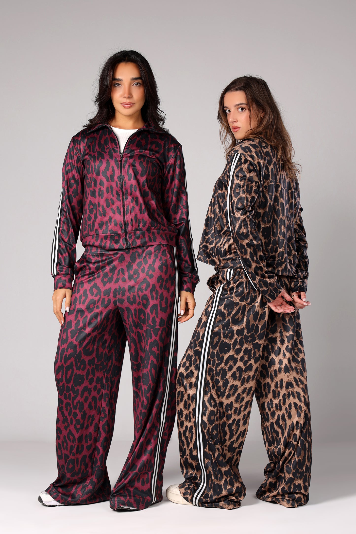 Zip-up Leopard Set - Brown