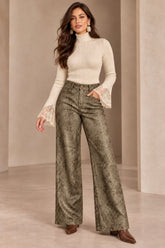 The Olive Snakeskin Suede Pants