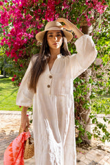 Bloomline Linen Dress - White