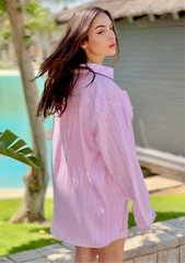 Seabreeze Striped Linen Set - Pink