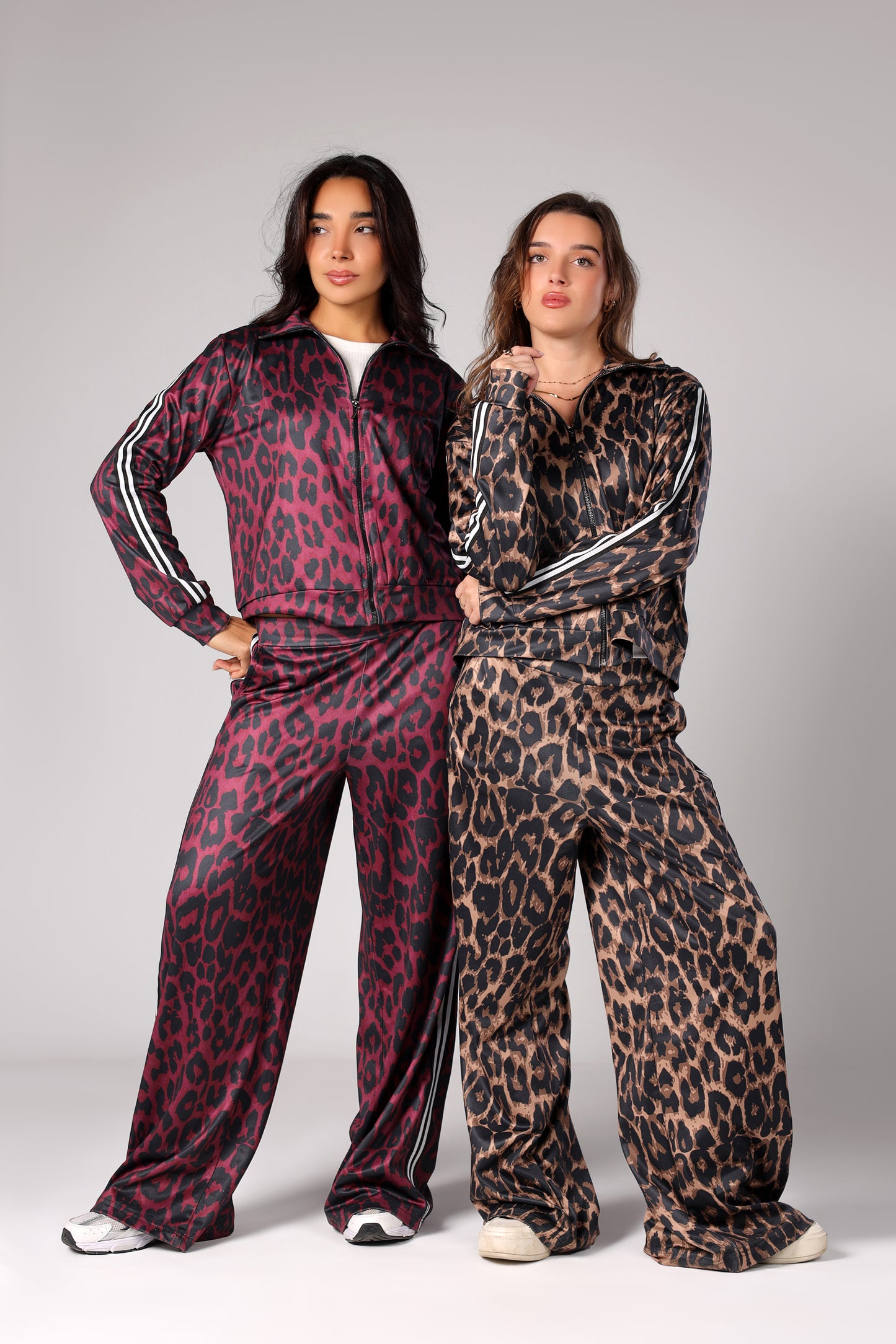 Zip-up Leopard Set - Brown