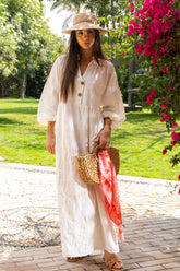 Bloomline Linen Dress - White