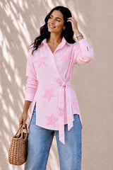 Pink Starlit Wrap Shirt