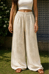 Botanical Embroidery Pants