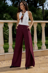 Asymmetry Statement Pants - Burgundy