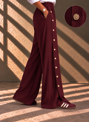 The Icon Button Pants - Burgundy