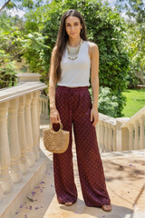 Burgundy Polka Satin Pants