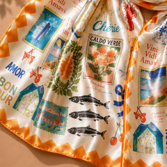 Postcard Silky Scarf (Rectangular)