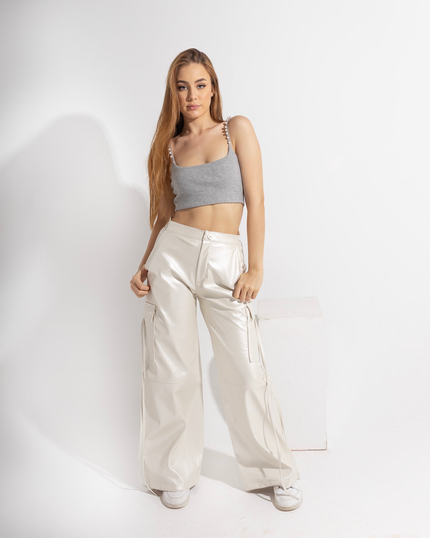 Pearl Leather Cargo Pants