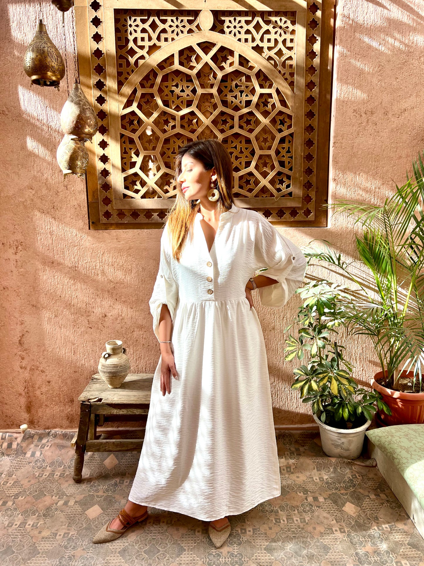 White Linen Maxi Dress