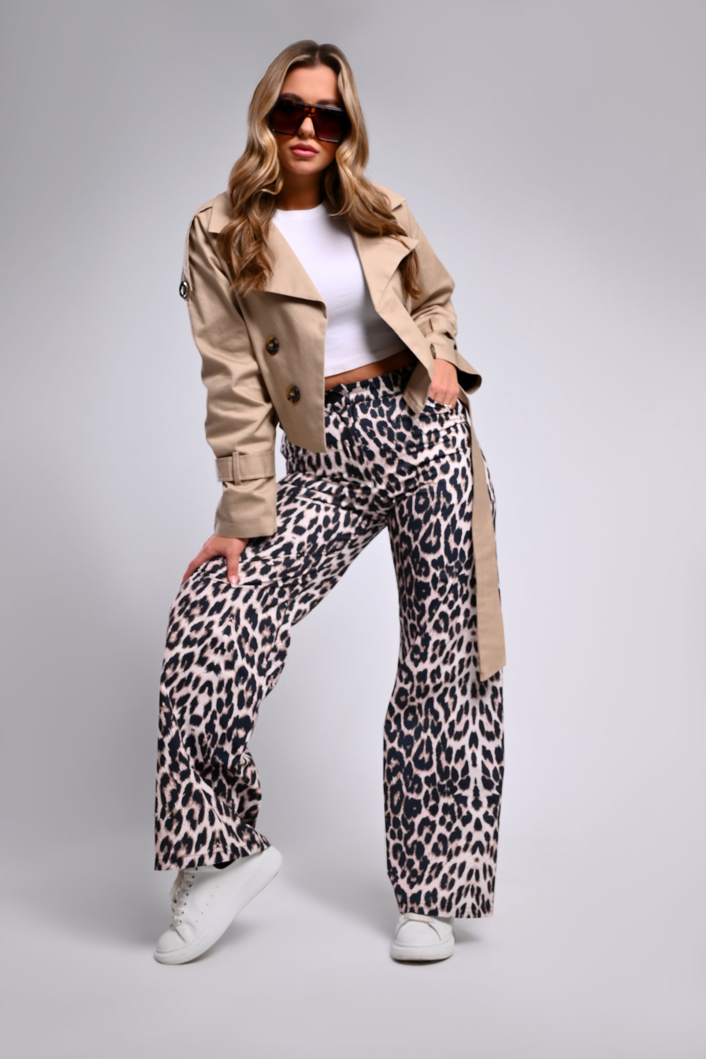 Gabardine Leopard Pants