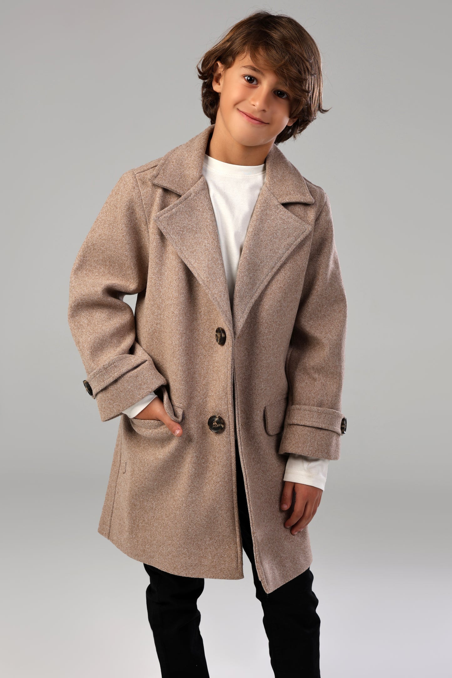 The Little Editor Coat - Latte (Boy)