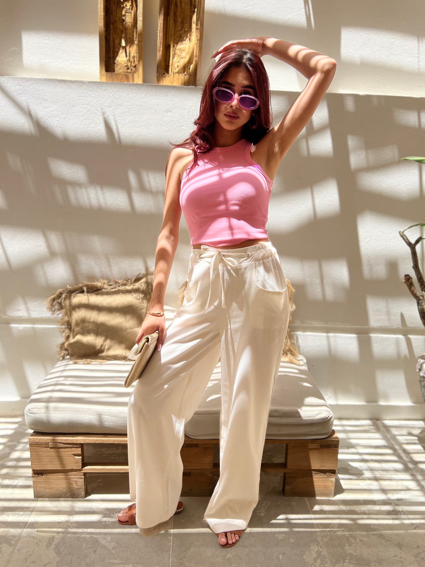 White Bloom Pants