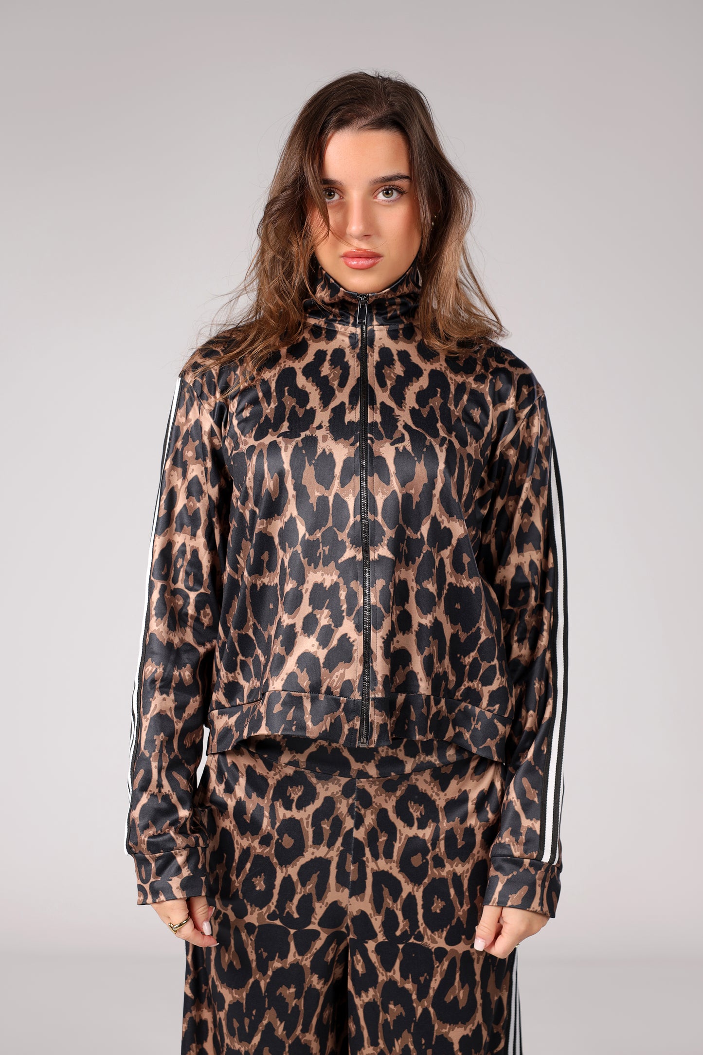 Zip-up Leopard Set - Brown
