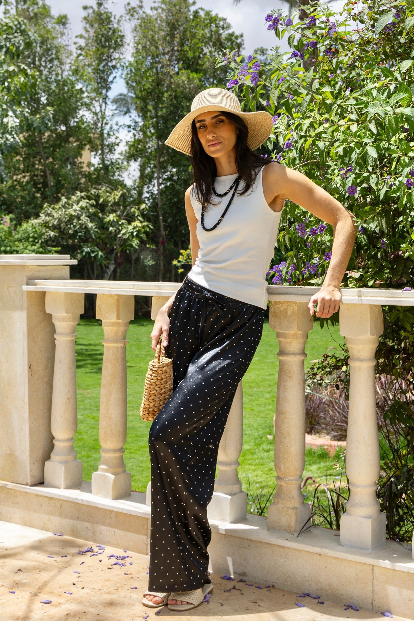 Noir Polka Satin Pants