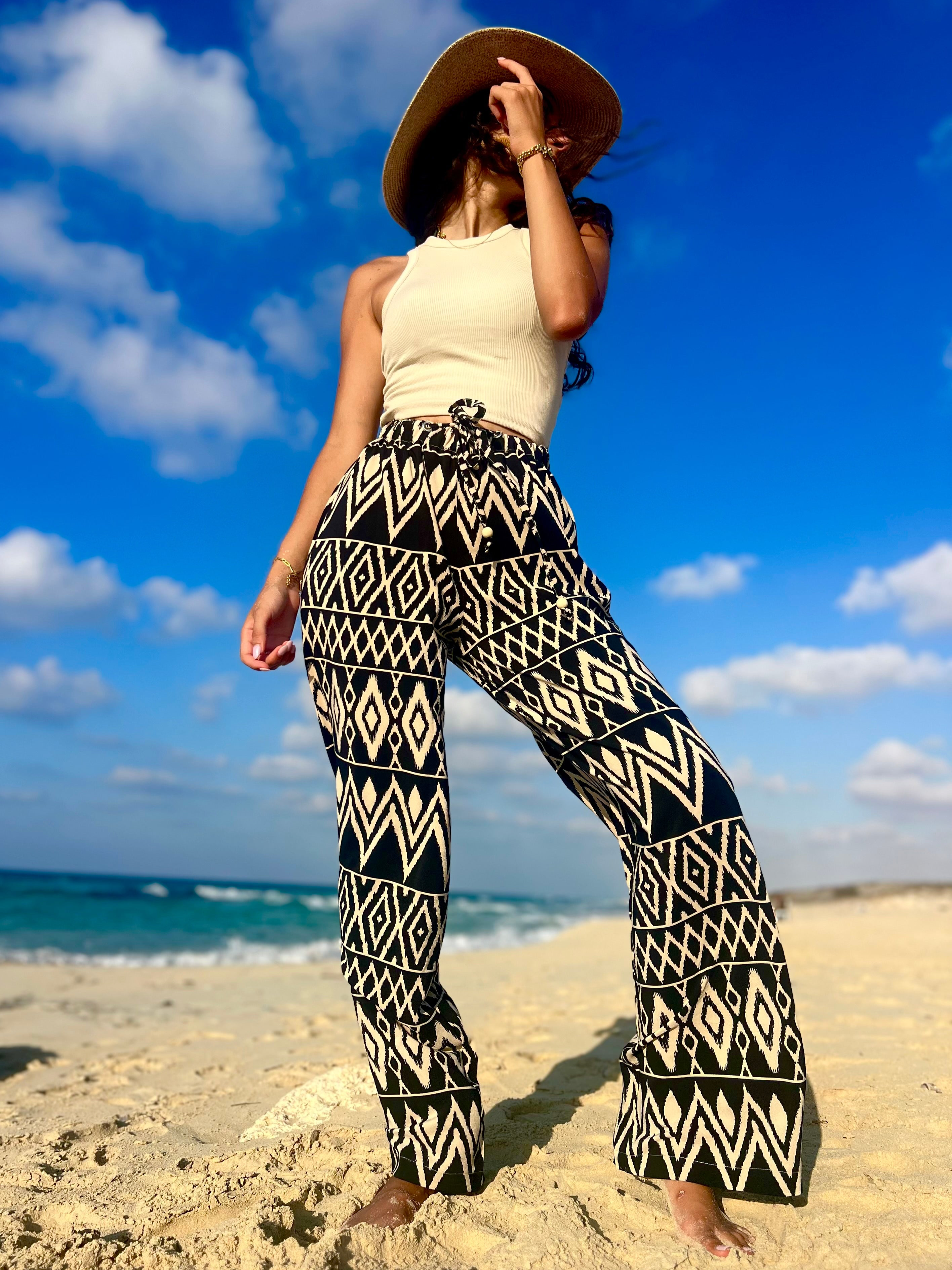 Black Boho Wide Leg Pants