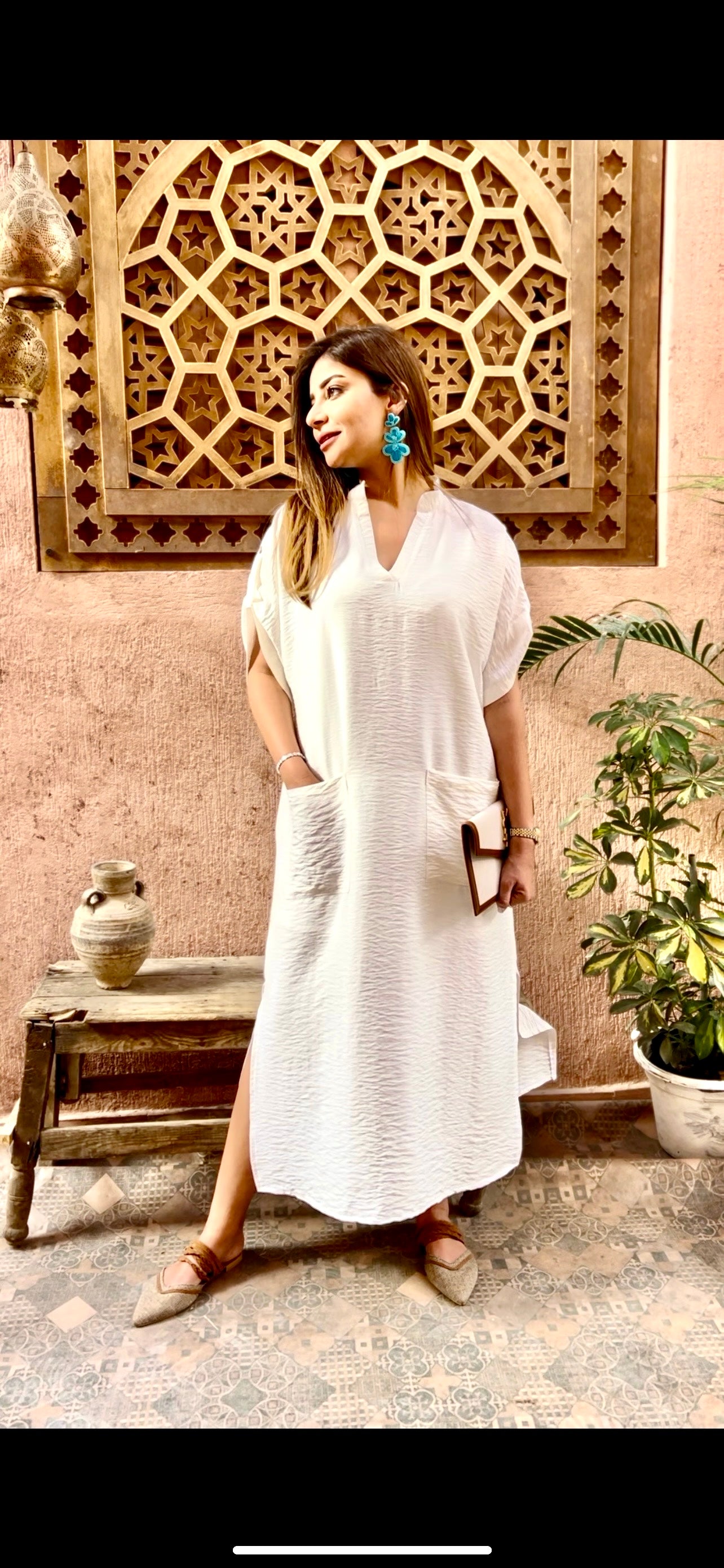 White Linen Medi Dress