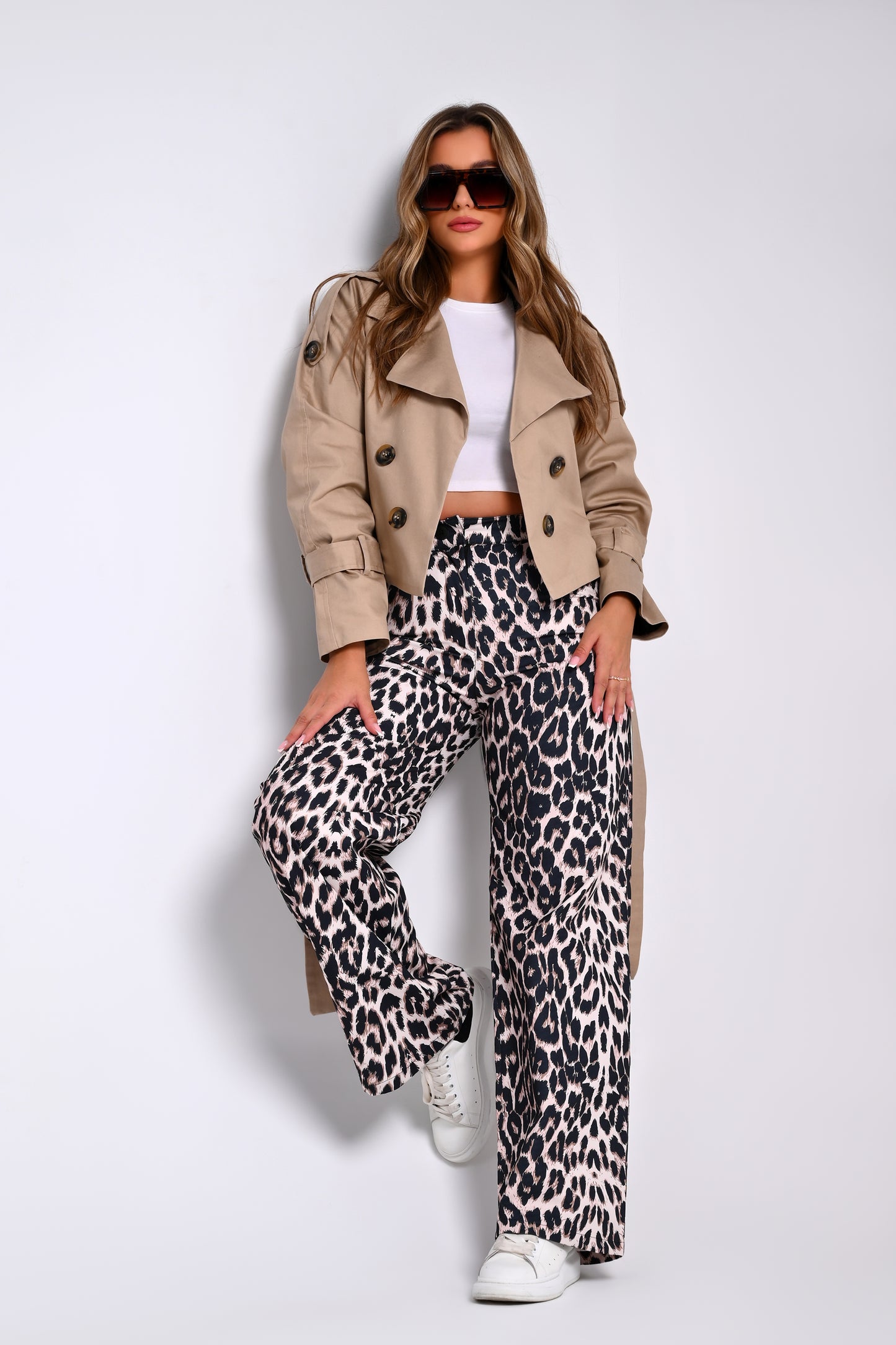 Gabardine Leopard Pants