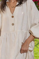 Bloomline Linen Dress - Beige
