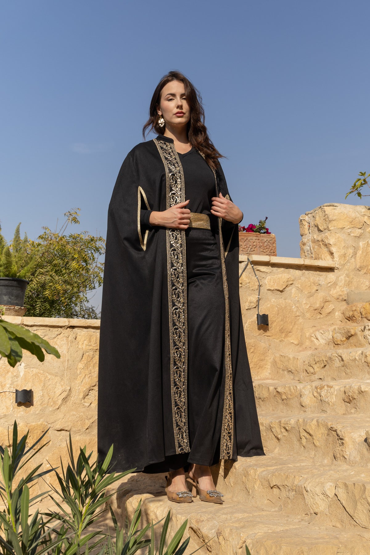 Kanz Cape Kaftan - Black