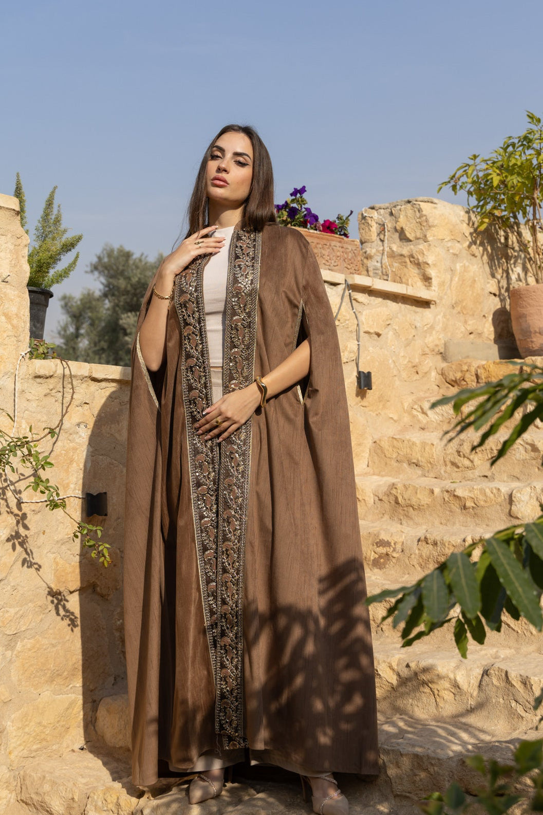 Kanz Cape Kaftan - Brown