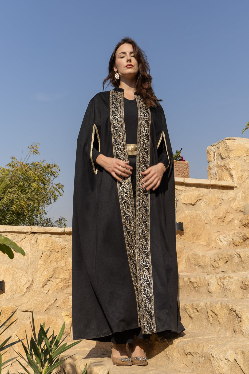Kanz Cape Kaftan - Black