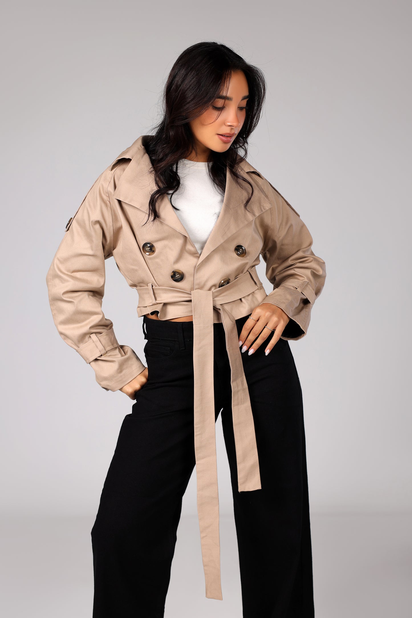 Timeless Crop Trench - Beige