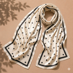 Ivory Dot Silky Scarf (Rectangular)