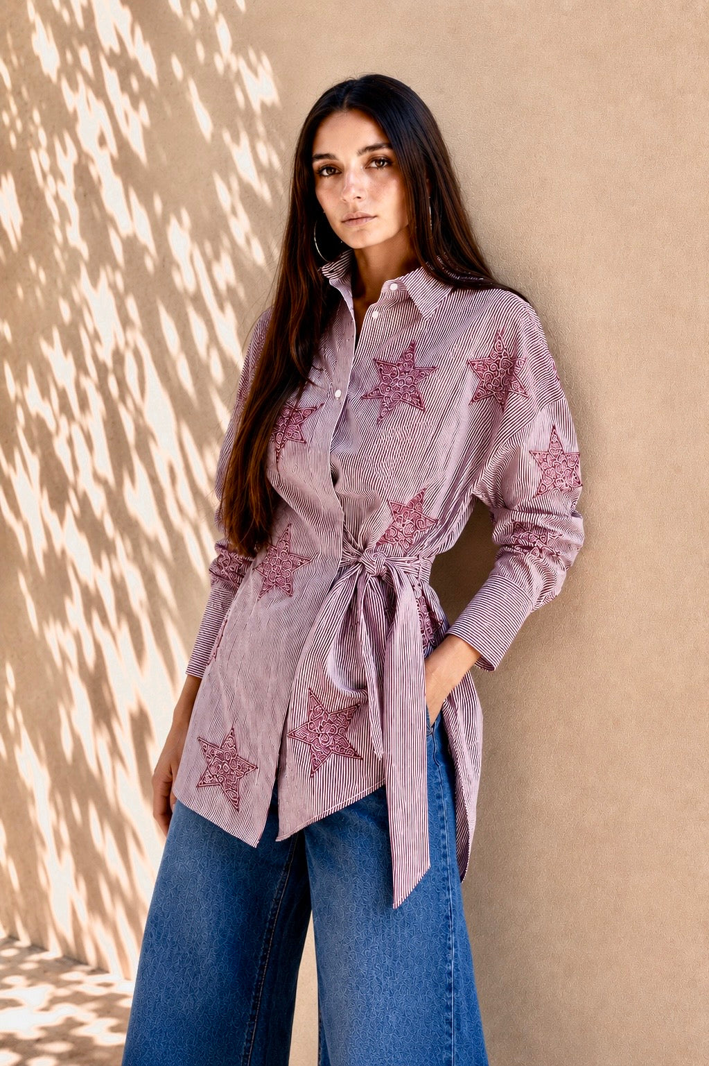 Burgundy Starlit Wrap Shirt