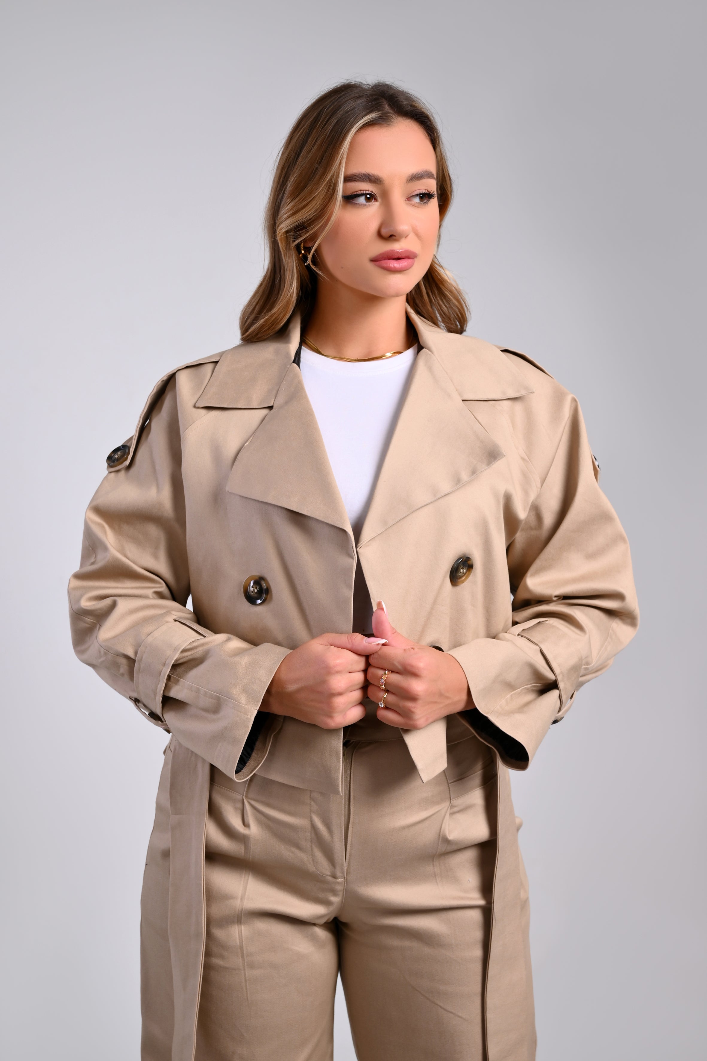 Beige Gabardine Trench