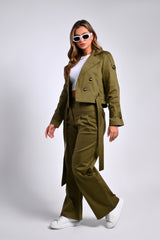 Olive Green Gabardine Pants