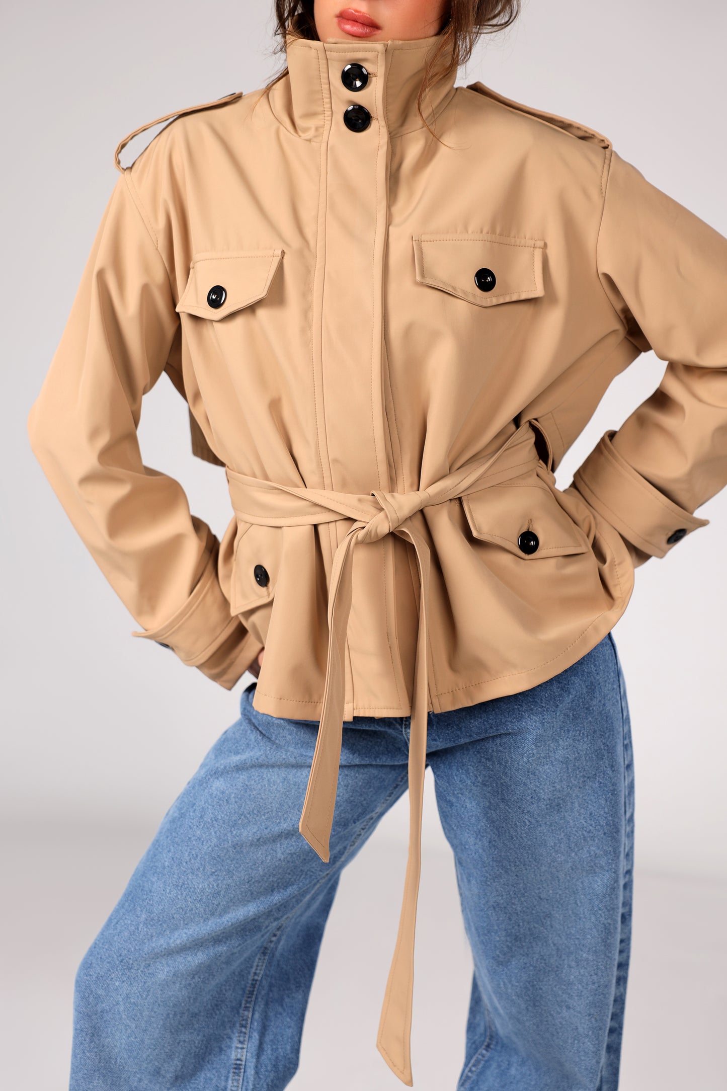The Core Funnel Jacket - Mocha Beige