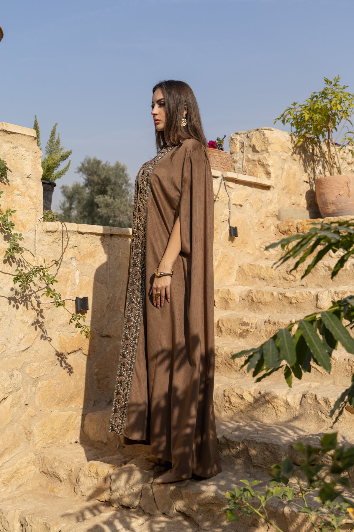 Kanz Cape Kaftan - Brown