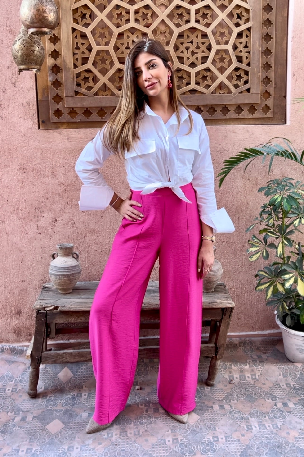 Hot Pink Wide Leg Pants