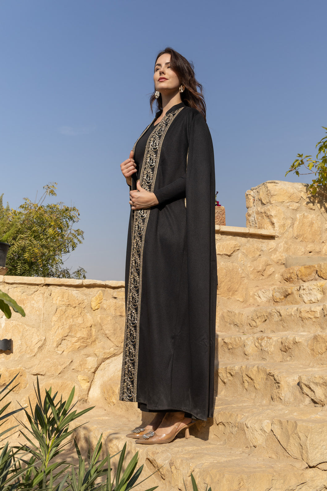 Kanz Cape Kaftan - Black