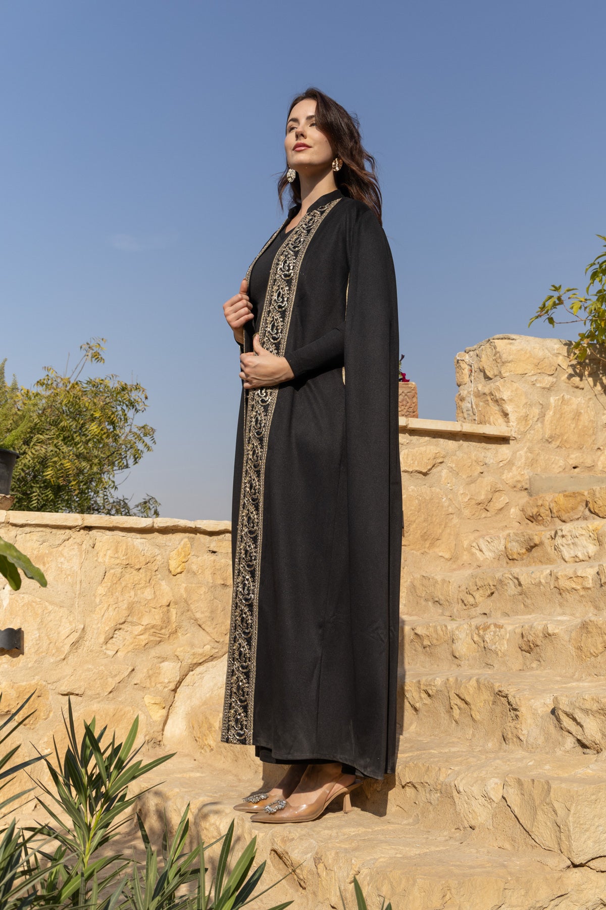 Kanz Cape Kaftan - Black