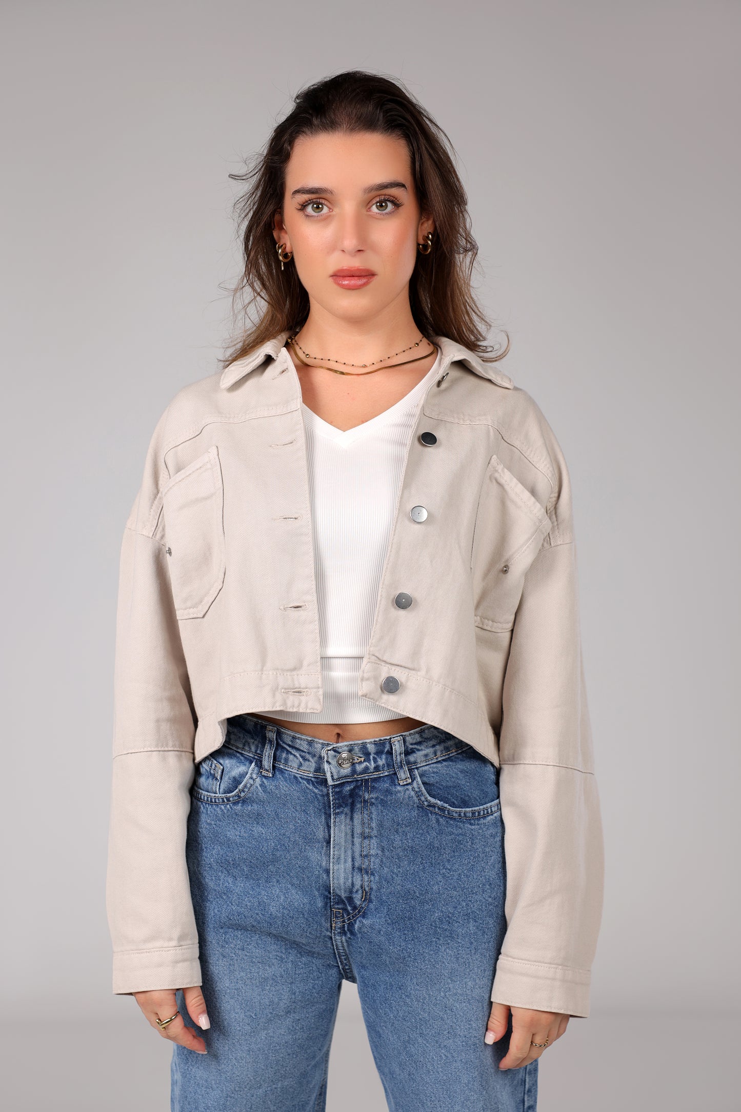 City Crop Jacket - Beige