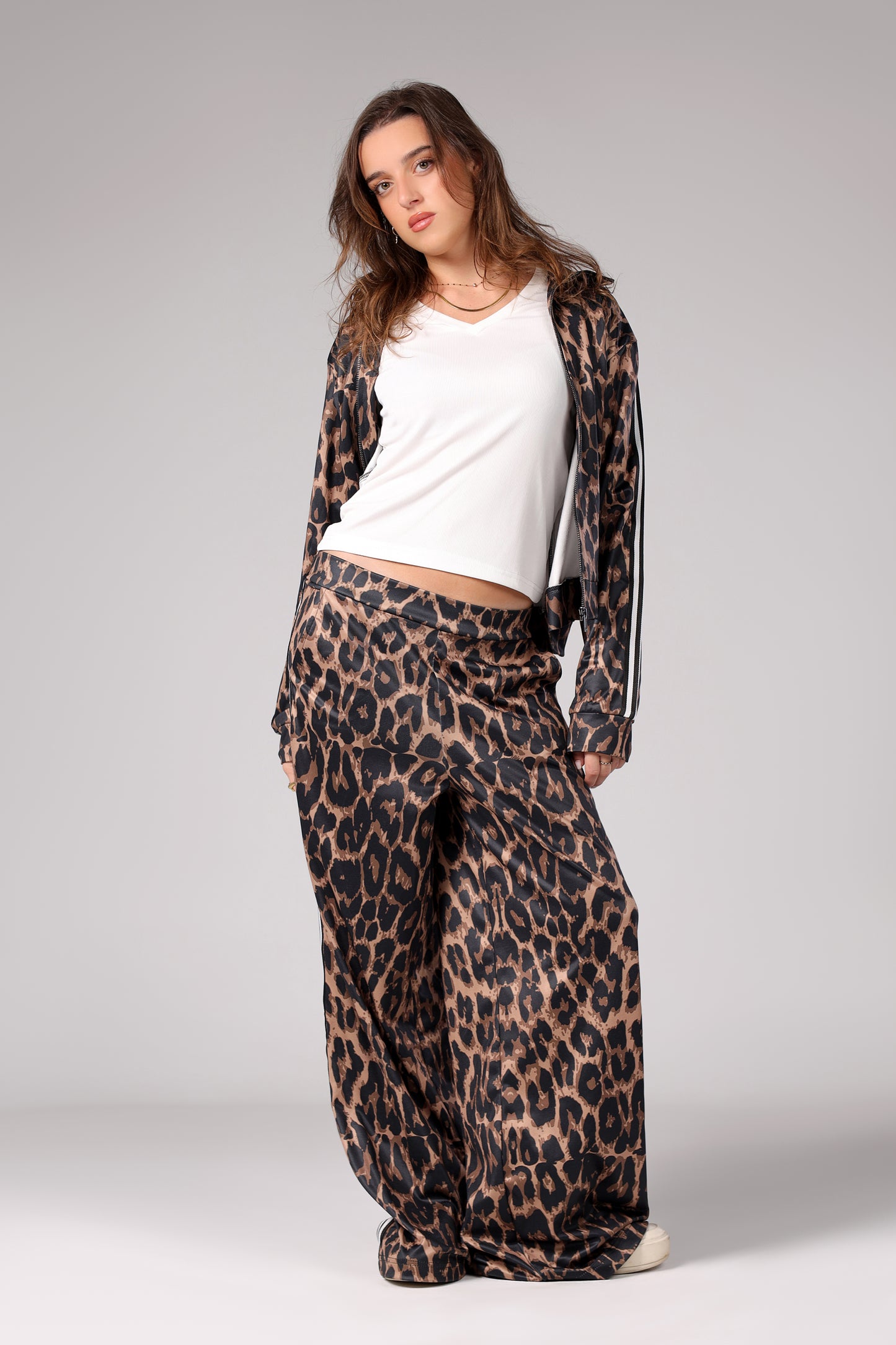 Zip-up Leopard Set - Brown