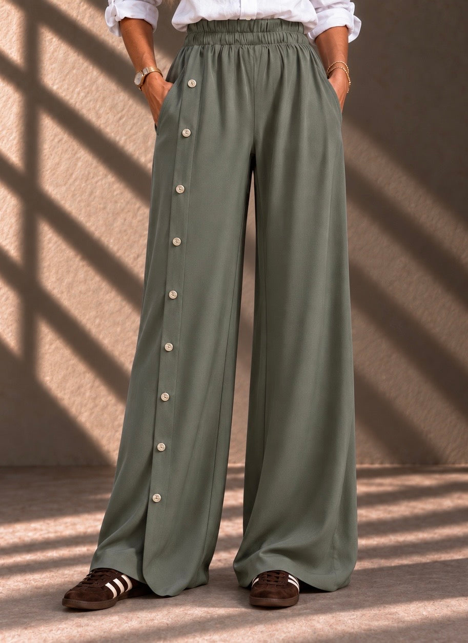 The Icon Button Pants - Olive Green