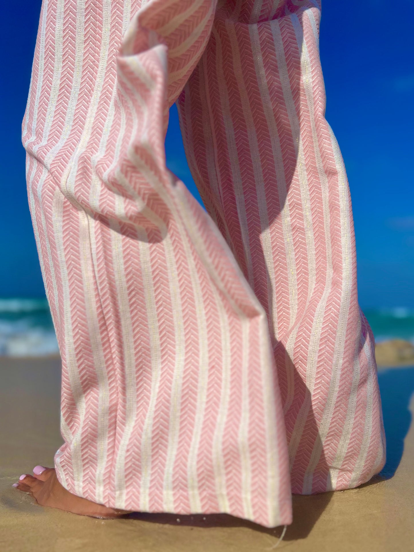 Pink Striped Wide Leg Pants