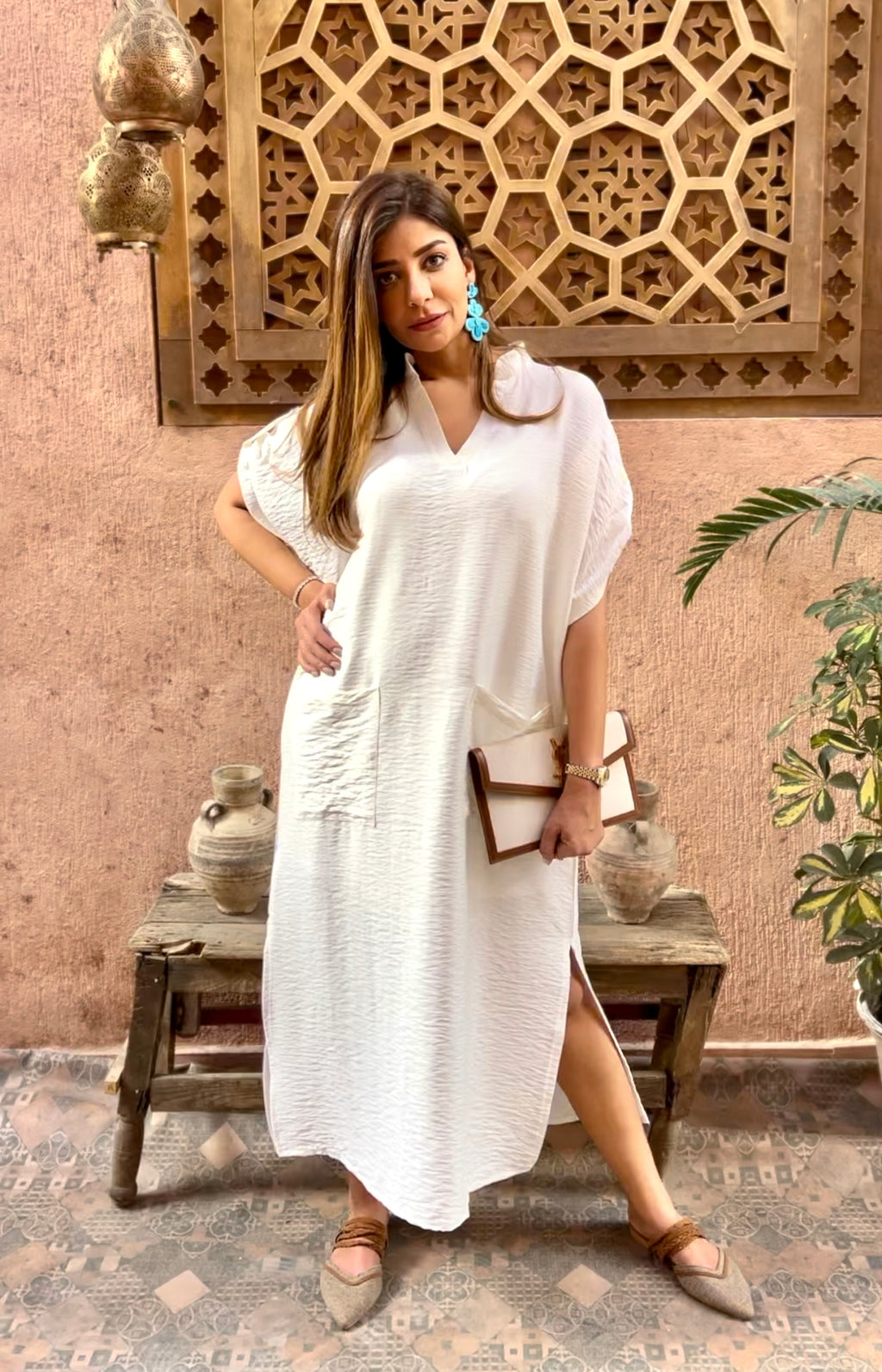 White Linen Medi Dress