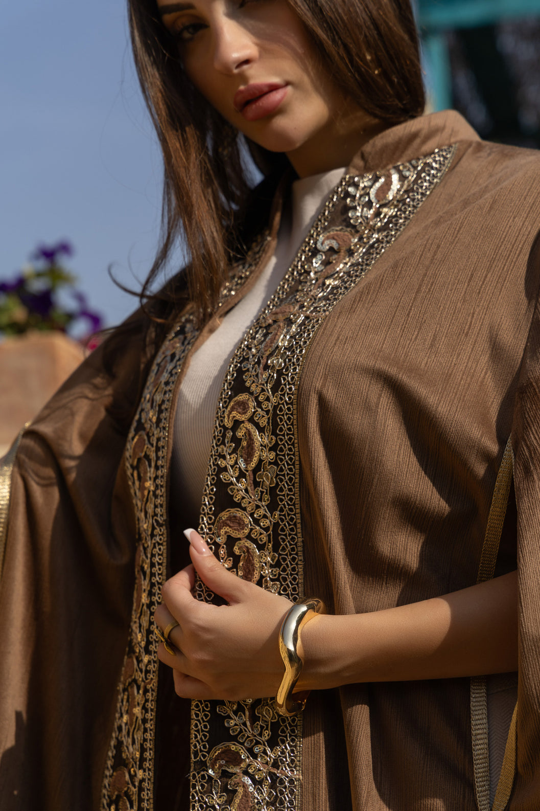 Kanz Cape Kaftan - Brown